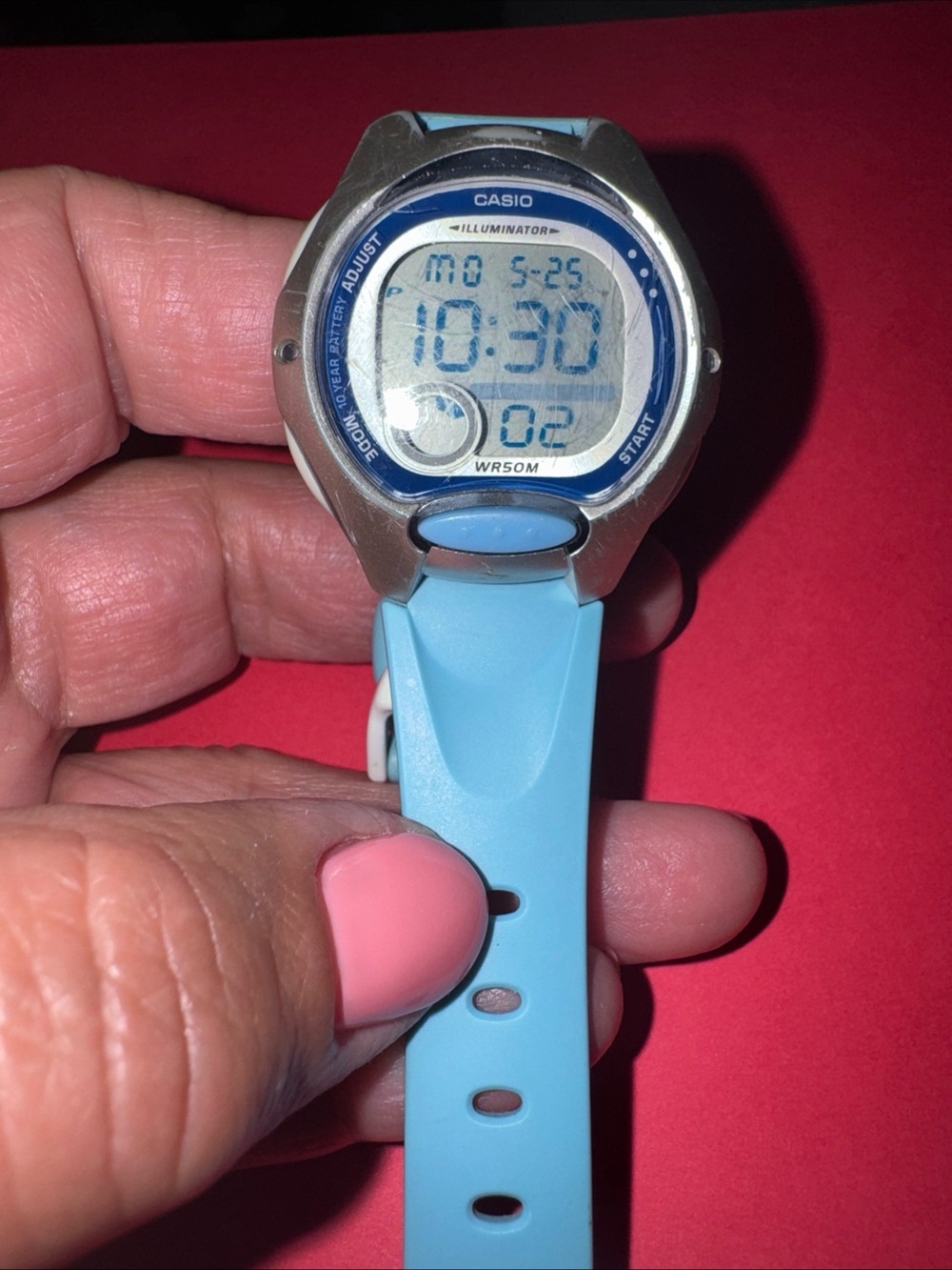Casio Light Blue Digital Watch with Silver Case